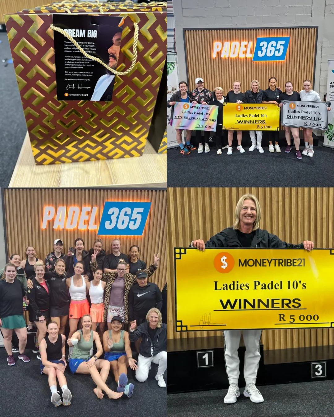 Ladies Padel 10's at Padel 365 — the MoneyTribe21 Women's Day event with oversized winner cheques